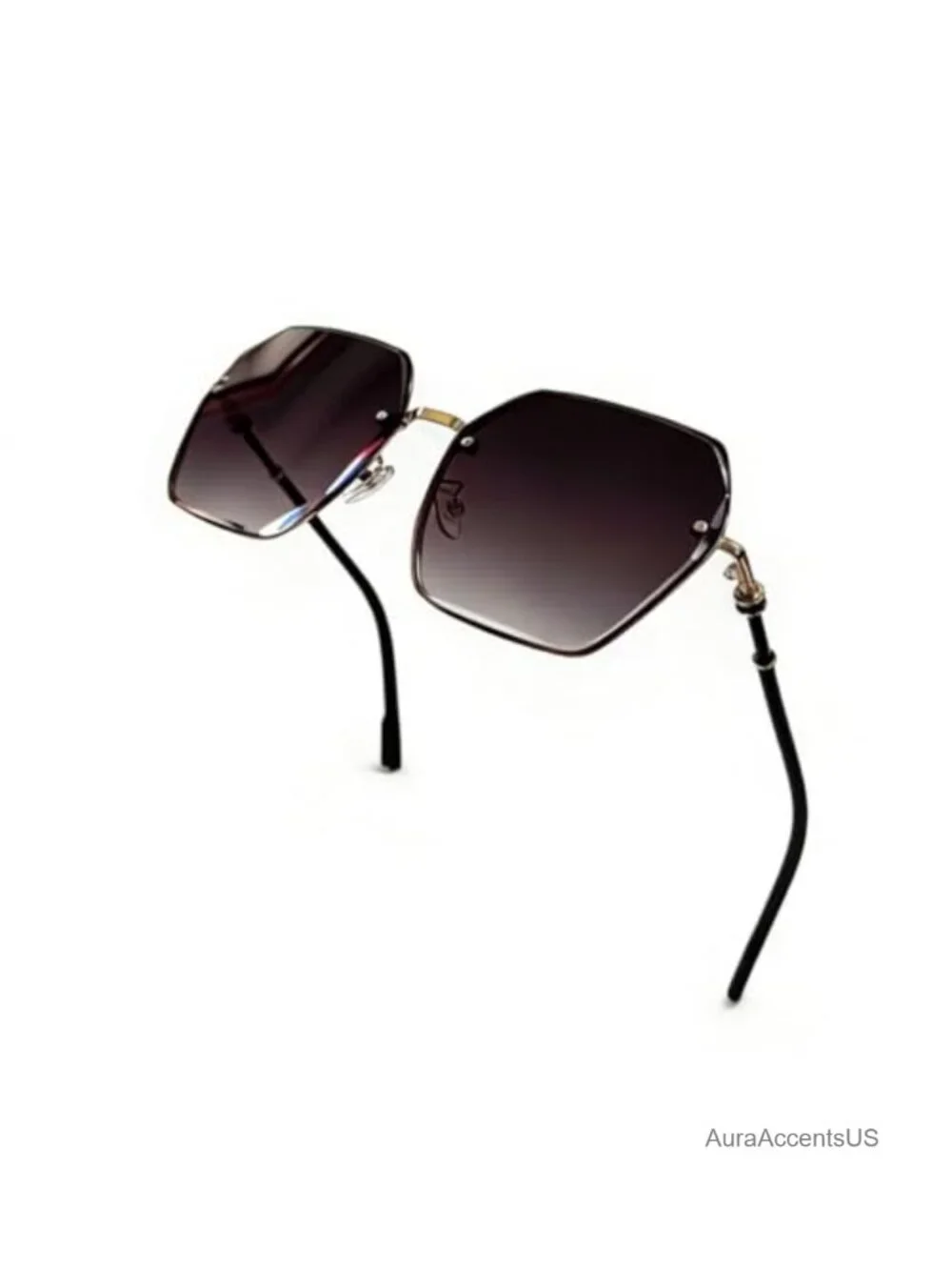 Oversized Geometric Sunglasses Gold Metal Frame Polarized UV400